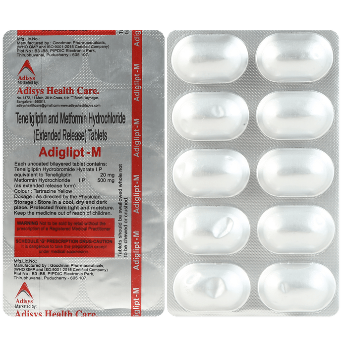 Adiglipt M 500mg/20mg Tablet