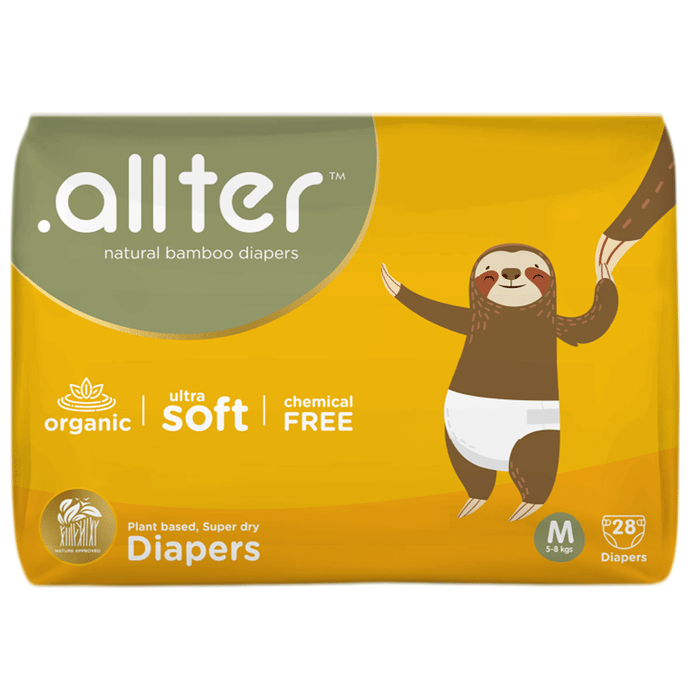 .allter Organic Natural Bamboo Ultra Soft Chemical Free Taped Diaper Medium