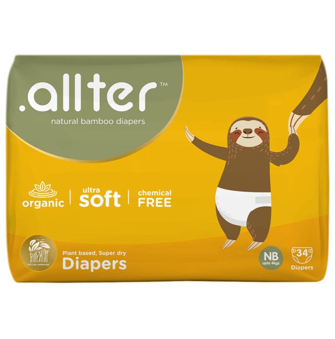 .allter Organic Natural Bamboo Ultra Soft Chemical Free Taped Diaper NB