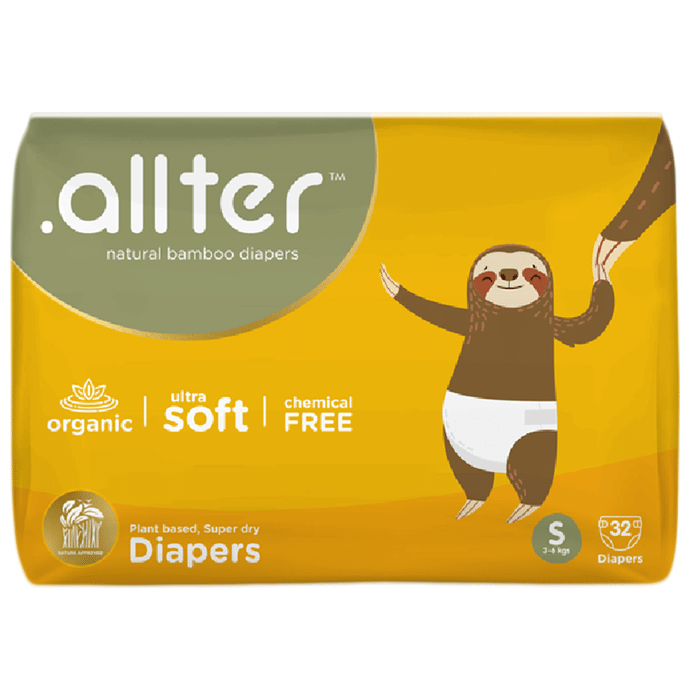 .allter Organic Natural Bamboo Ultra Soft Chemical Free Taped Diaper Small