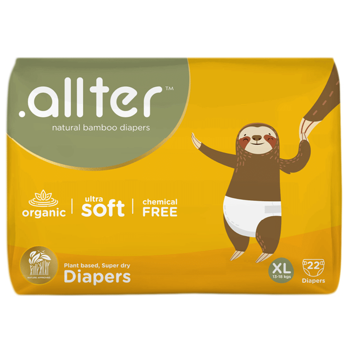 .allter Organic Natural Bamboo Ultra Soft Chemical Free Taped Diaper XL