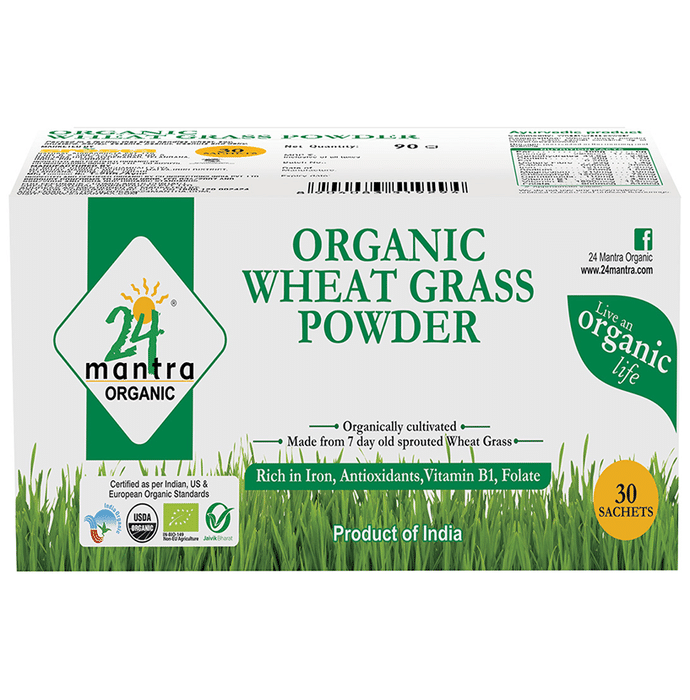 24 Mantra Organic Wheat Grass Powder Sachet (3gm Each)