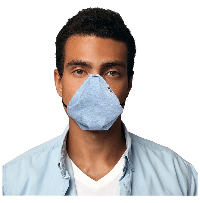 3bo Large Blue, Navy & Grey Deltoid Lite Face Mask with Knit Fabric