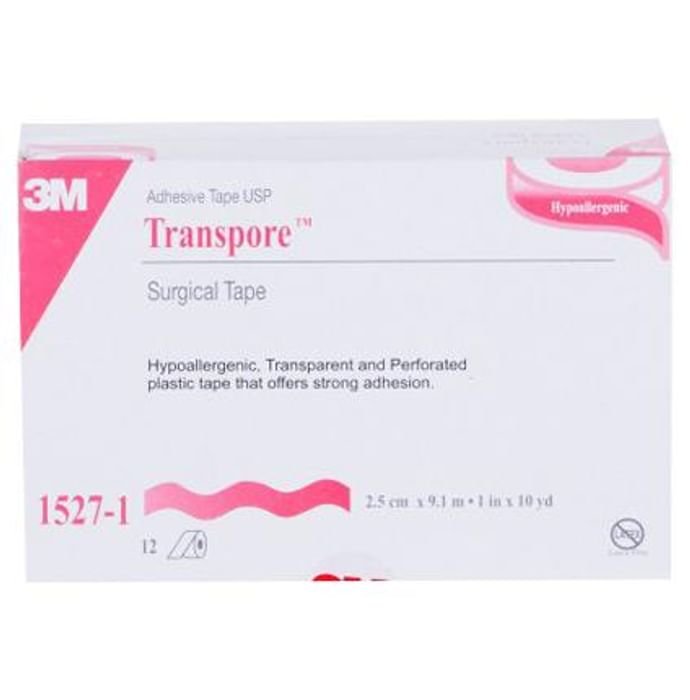 3M 1527-1 Transpore Hypoallergenic Surgical Tape 1 inch x 10 yard