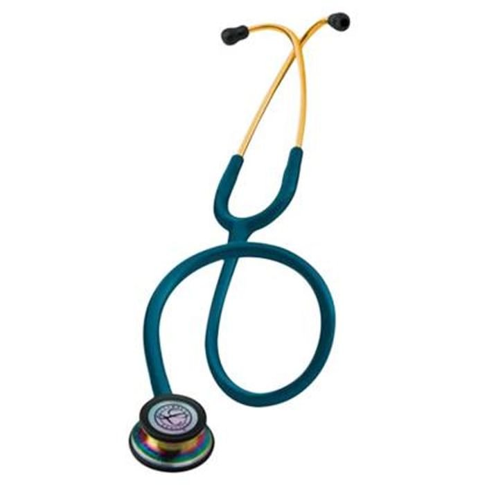 3M Littmann Classic III Stethoscope, Rainbow-Finish, Caribbean Blue Tube, 27 inch, 5807