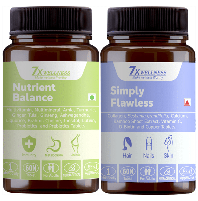 7X Wellness Combo Pack of Nutrient Balance & Simply Flawless Tablet (60 Each)