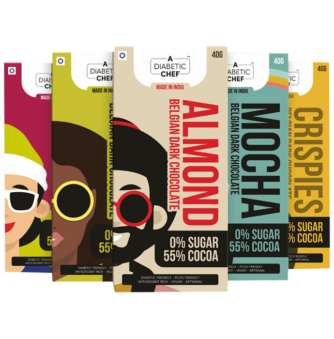A Diabetic Chef Almond, Cranberry, Crispies, Mocha & Hazelnut Belgian Dark Chocolate (40gm Each)