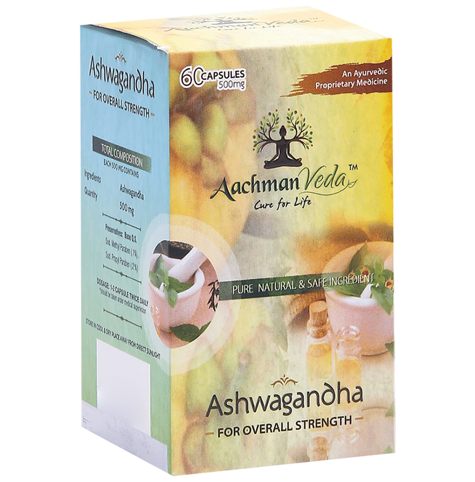 Aachman Veda Ashwagandha Capsule 500mg for Overall Strength (60 Each)