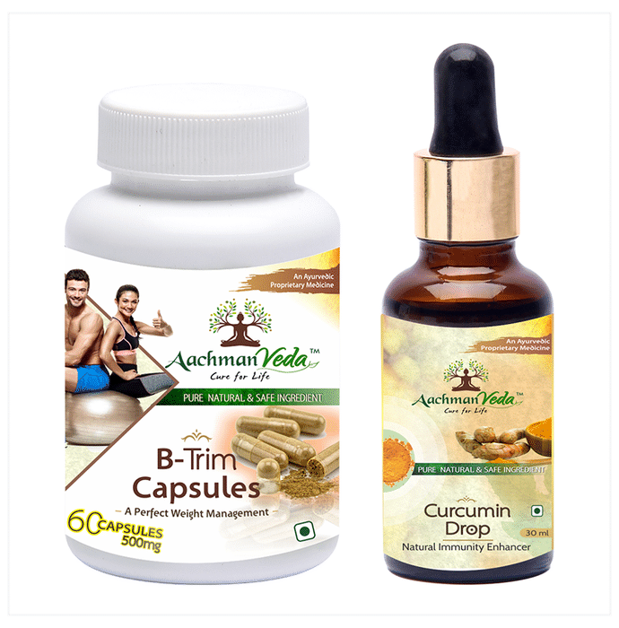 Aachman Veda B-Trim Capsule with Aachman Veda Curcumin Drop 30ml Free