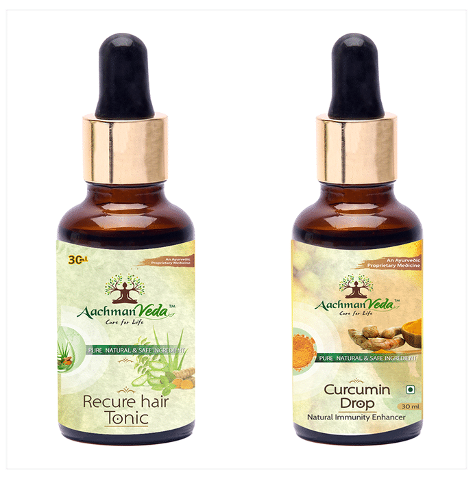 Aachman Veda Curcumin Drop with Aachman Veda Recure Hair Tonic 30ml Free