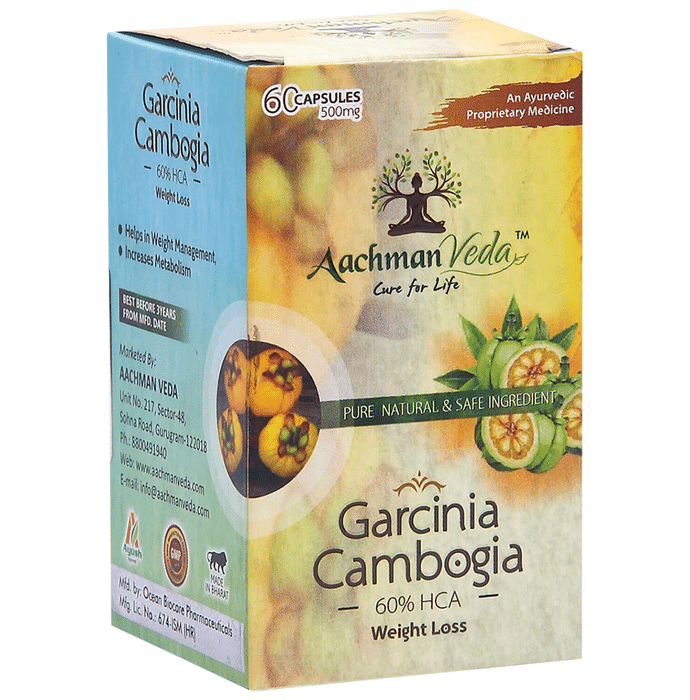 Aachman Veda Garcinia Cambogia 500mg 60% HCA Weight Loss Capsule (60 Each)