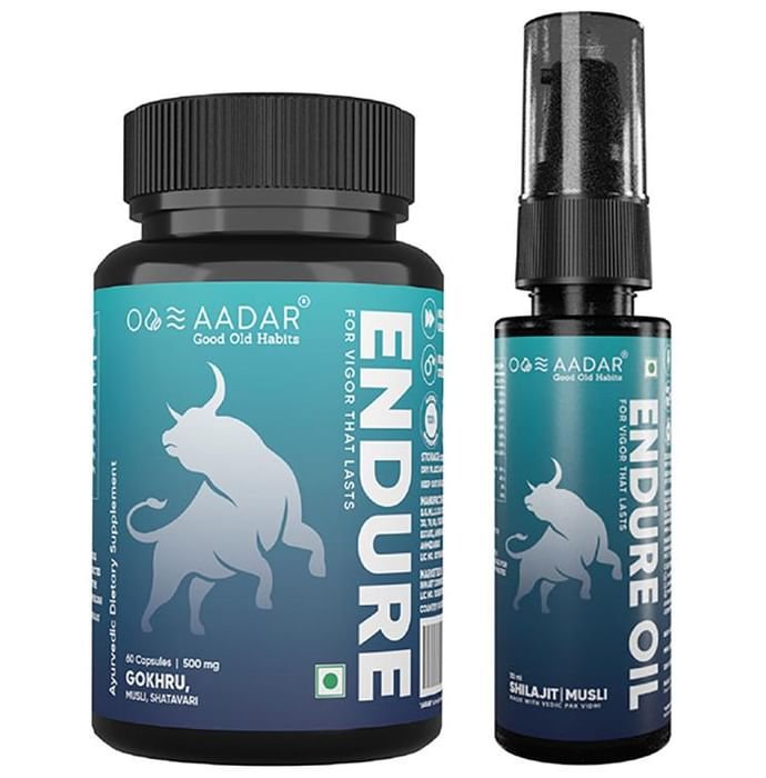 Aadar Combo Pack of Endure Capsule 60 and Endure Oil 30ml