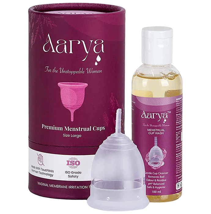Aarya Premium Medical Grade Silicone Menstrual Cup with Cup Wash (100ml) Large