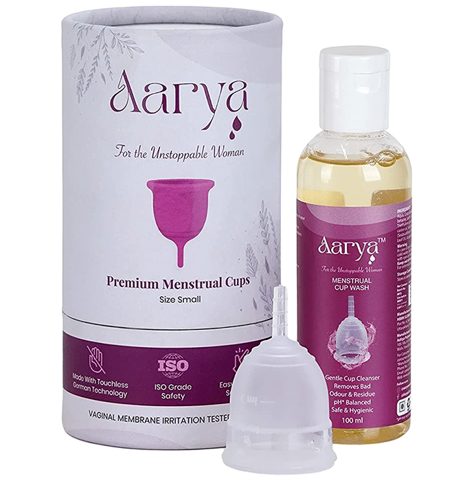 Aarya Premium Medical Grade Silicone Menstrual Cup with Cup Wash (100ml) Small