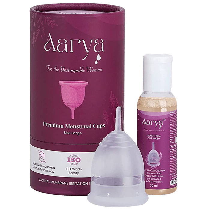 Aarya Premium Medical Grade Silicone Menstrual Cup with Cup Wash (50ml) Large